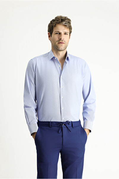 Kiğılı قميص قطني كلاسيكي مخطط بأكمام طويلة وسهل الكي