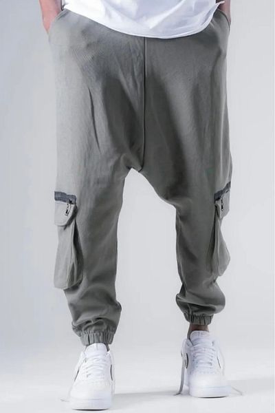 Superbluemexico Men's Cargo Pocket Green Jogger Baggy Trousers