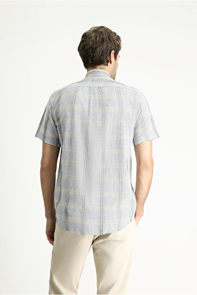 Kiğılı Cămașă cu mânecă scurtă, în carouri, din bumbac, cu guler cu nasturi