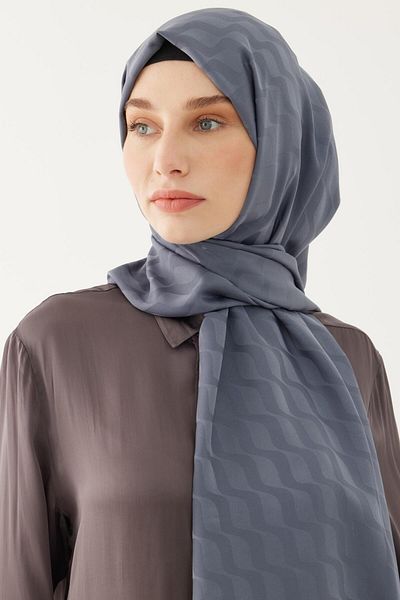 MİRSOY SCARF Smoked Jacquard Shawl - Silky with Wave Pattern