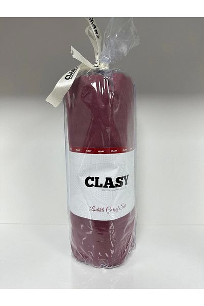 Clasy Ranforce Single Elastic Sheet Set - Plain Claret Red