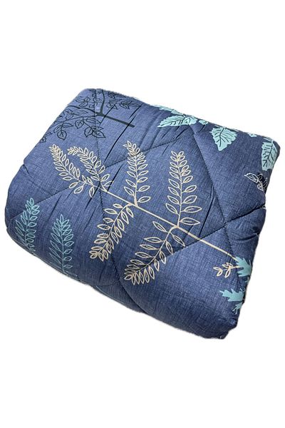 Clasy Blue 100% Cotton Satin Quilt Dual Patterned Quilted Double Sofa
