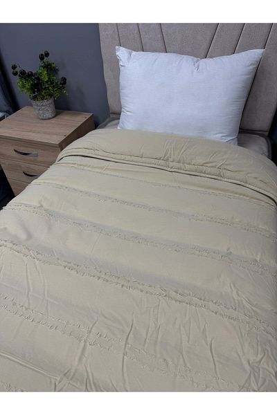 Clasy Ranforce 100% Cotton Double Quilt - Double Sided Avola V1 Cream Quilted