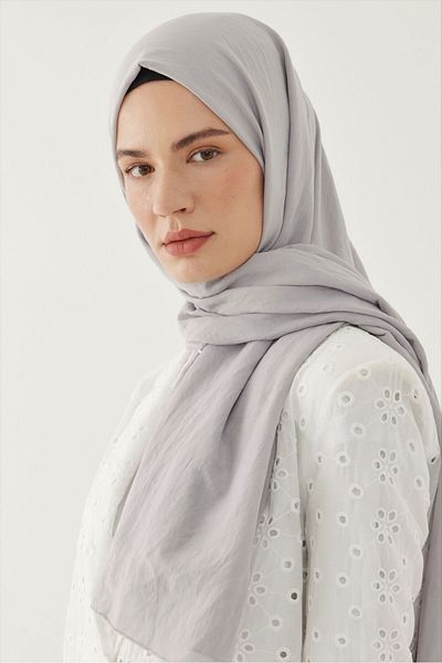 MİRSOY SCARF Ανοιχτό γκρι απλό βαμβακερό σάλι