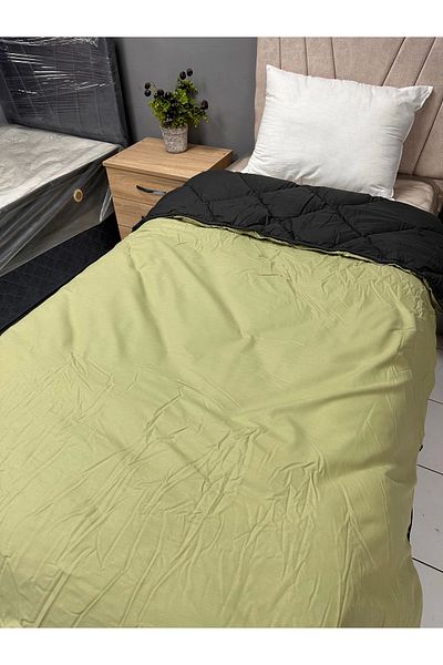 Clasy 100% Cotton Ranforce Single Double Sided Quilt Pistachio Green-Black