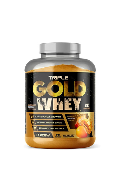 Laperva مسحوق بروتين مصل اللبن تريبل جولد - 25 غ بروتين، أحماض أمينية متفرعة السلسلة، 5 أرطال، مانجو مقرمش