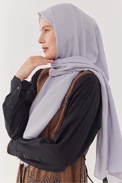 MİRSOY SCARF Şal jacquard cu model linie albastru gheaţă