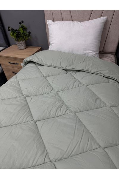 Clasy Green Plain Pattern - 100% Cotton Ranforce Double Sided Quilted Quilt V5 Double