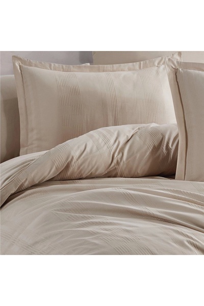Clasy 100% Cotton Ranforce Double Duvet Cover Set Unita V1 Beige