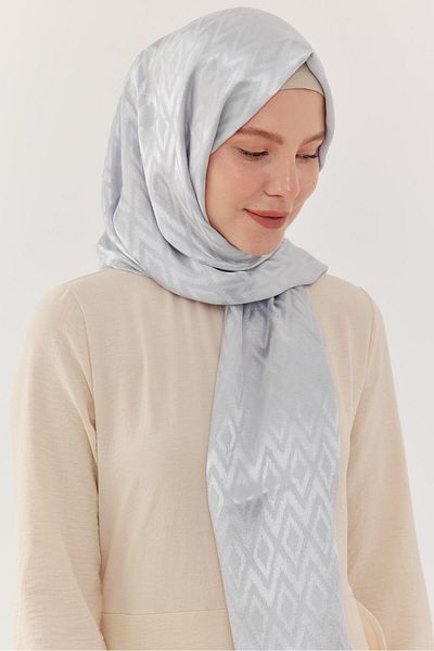 MİRSOY SCARF Γυαλιστερό Ζακάρ Σάλι Μπακλαβά - Ασημί