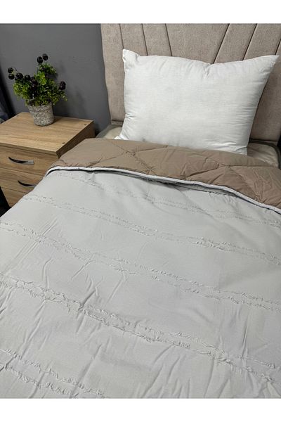 Clasy Ranforce Avola V3 Double-Sided Gray-Brown Quilted 100% Cotton Double Quilt
