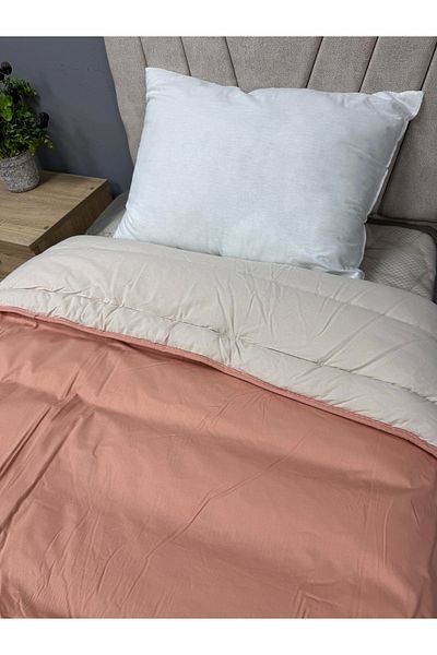 Clasy 100% Mavrobian Ranforce Quilt Beige-Salmon Plain Patterned