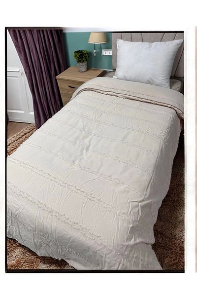 Clasy 100% Cotton Ranforce Single Double Sided Quilt Avola V5 Cream Plain Pattern