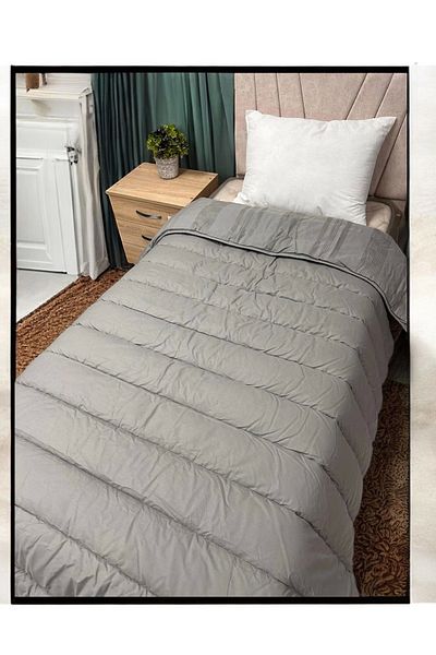 Clasy 100% Cotton Ranforce Single Double Sided Quilt Unita V4 Gray Plain Pattern