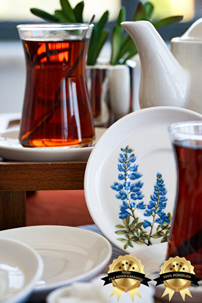 Farika Porselen Hazeran Set of 6 Porcelain Tea Plates