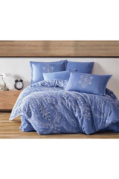 Clasy Set cuvertură de pilota din satin dublu Rovi Blue