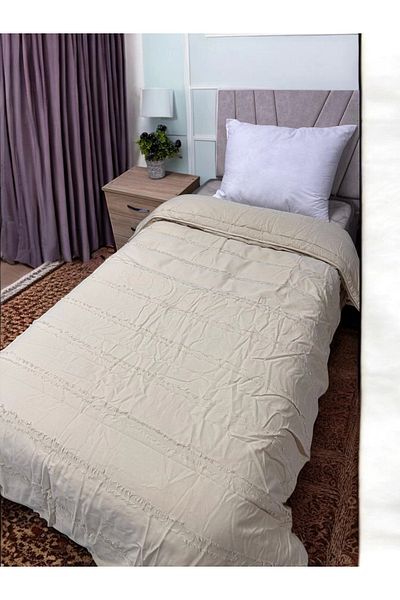 Clasy 100% Cotton Ranforce Single Double Sided Quilt Avola V1 Cream Plain Pattern