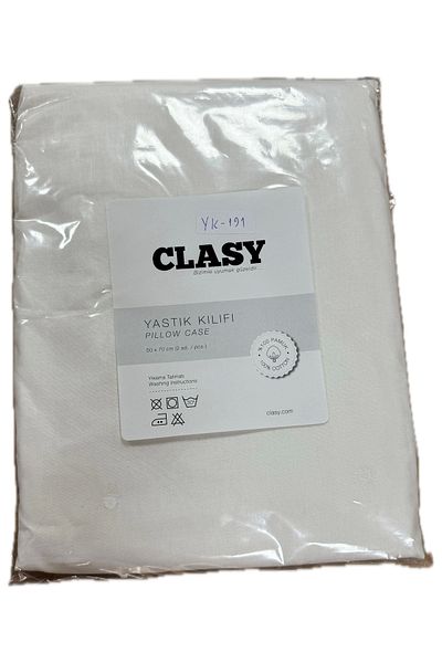 Clasy Ranforce 2 Pieces Plain White Patterned Pillow Case