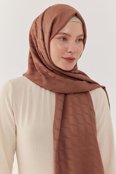 MİRSOY SCARF Yalı Silky Jacquard Shawl - Wave Pattern