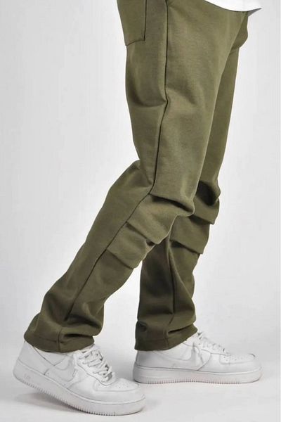 Superbluemexico Men's Wide Leg Elastic Khaki Baggy Trousers