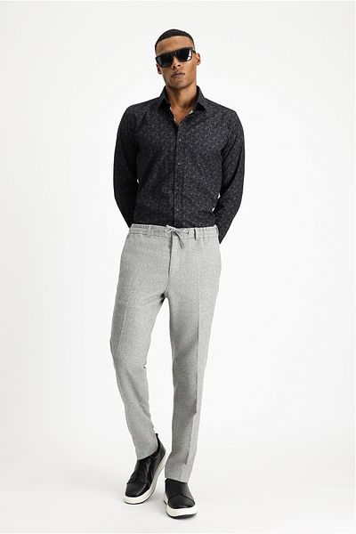 Kiğılı Long Sleeve Slim Fit Slim Fit Printed Sports Cotton Shirt