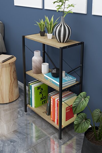 net mobilya Metal Kitaplık 3 Raflı Dekoratif Kitaplık Dosya Kitap Rafı Ofis E...