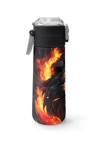 Coral High Kids Black Lion Patterned Steel Thermos with Straw and Direct Drinking 500 ml 31871