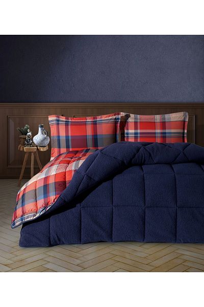 Clasy Wellsoft Quilt Set Single Life Is V5 Navy Blue
