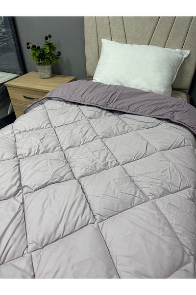 Clasy 100% Cotton Ranforce Single Quilt Double Sided Purple Plain Patterned Quilted
