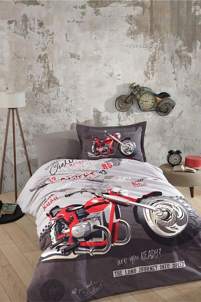 Clasy Street King Gray Single Duvet Cover Set - 100% Cotton