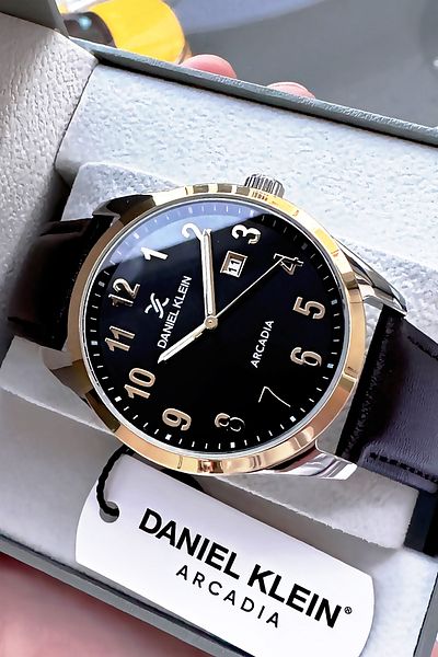 Daniel Klein Men's Wristwatch Brown Leather Cord Bracelet Gift Dker2051C1