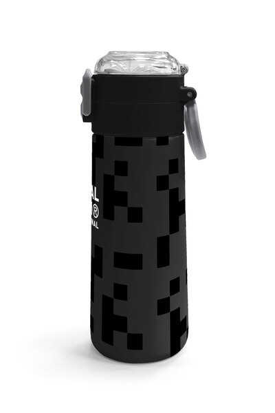 Coral High Kids Black Block Patterned Steel Thermos with Straw and Direct Drinking 500 ml 31894