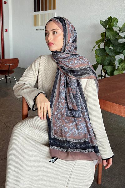 lamelif.com Памучен шал Versa Pattern, мек кафяв