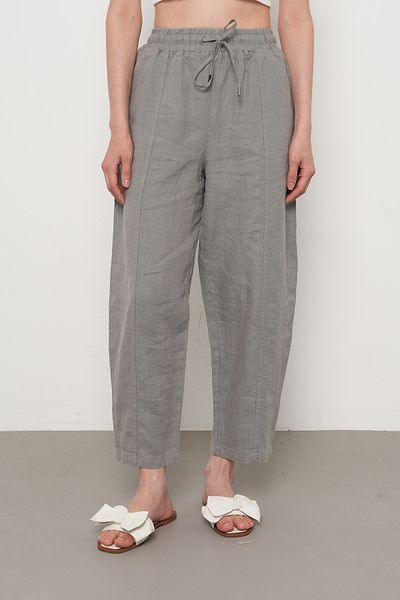 Orfeo Negro Women's Elastic Waist Comfortable Fit 100% Linen Solid Color Pants
