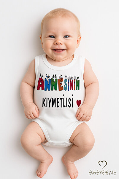 BABYDEN'S Sleeveless Baby Bodysuit with "Mother's Precious" Written 100% Cott...