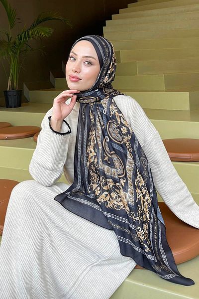 lamelif.com Памучен шал Versa Pattern черен