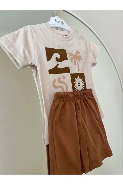 MODA Baby Boy Summer Shorts Set Brown & Cream