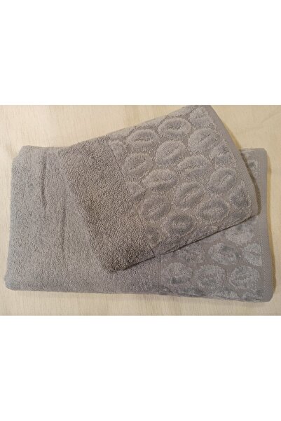 ŞENER HOME Набір для ванної кімнати з 2 предметами, рушник для ванної та рушник для голови - сірий