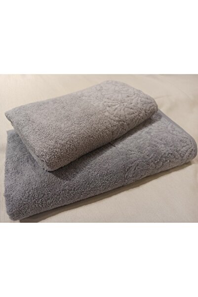 ŞENER HOME Набір для ванної кімнати з 2 предметами, рушник для ванної та рушник для голови - сірий