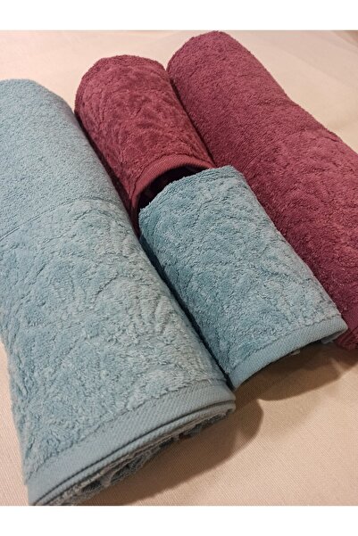 ŞENER HOME Набір для ванної кімнати з 4 предметів, рушник для ванної та рушник для голови - м'ята та сушена троянда