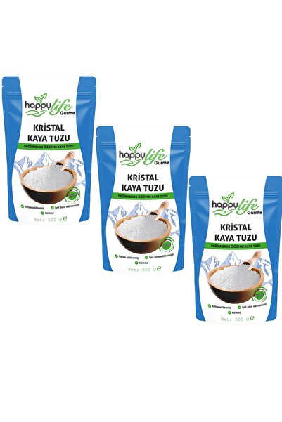 Happy Life Gurme Değirmende Öğütülmüş Kristal Kaya Tuzu 500gr X 3 Adet