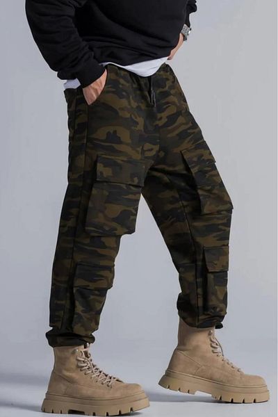 Superbluemexico Men's Cargo Pocket Loose Camouflage Baggy Trousers
