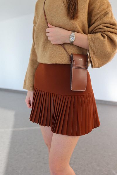 HAZELANNA Brown Pleated Skirt