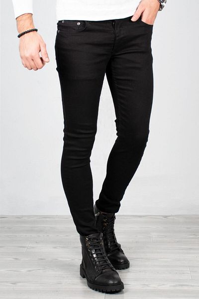 DeepSEA Ανδρικό μαύρο Lycra Jeans Skinny Fit Stretchy Denim Παντελόνι 2004157