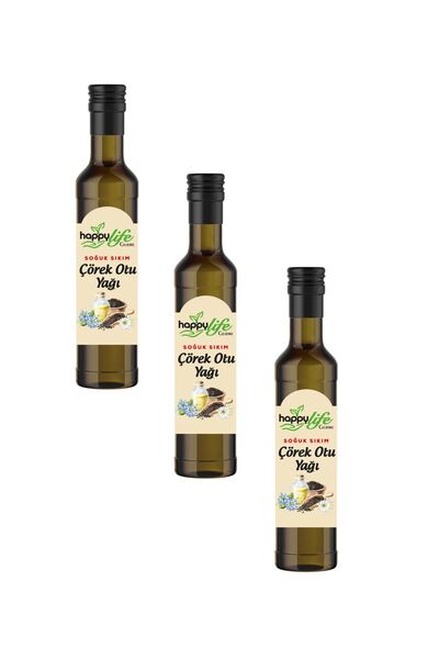 Happy Life Gurme Çörek Otu Yağı Soğuk Sıkım 250 ml X 3 Adet