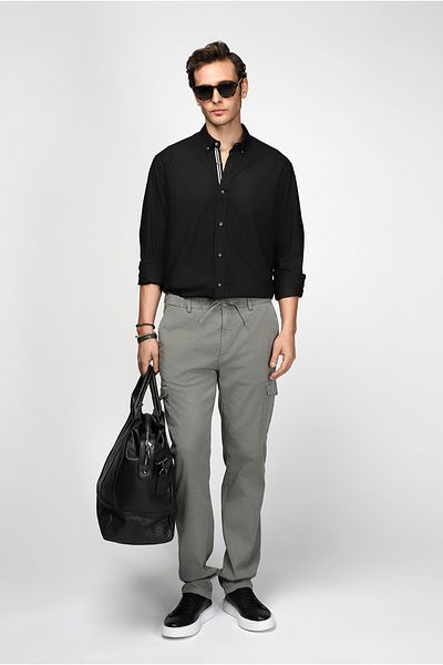 Kiğılı Long Sleeve Regular Fit Button Collar Linen Look Sports Cotton Shirt