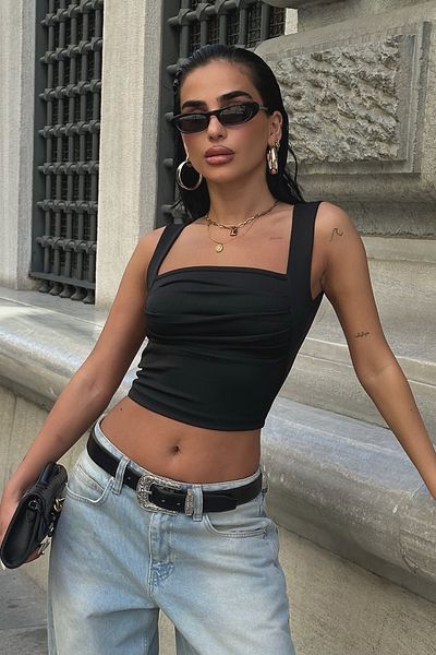 World Fashion Trends JT6058 Bluză crop cu șnur cu bretele
