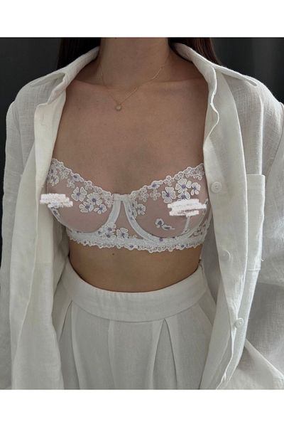 VentLingerie Σετ λευκό Floral Bralet