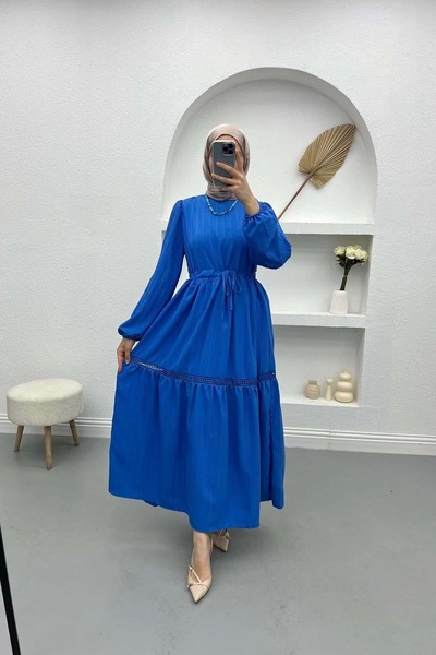 Rita 25Y61082 ELBİSE ETEK ARASI DANTELLİ ASTARLI MAVİ