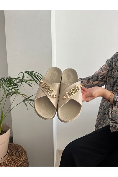 Behtah Kundura Papuci de zi cu zi cu talpă ortopedică moale cu design elegant cu pietre